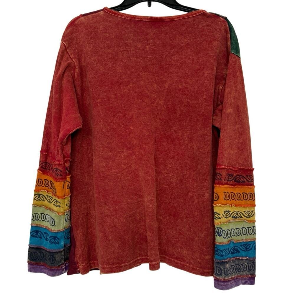 Greater Network 90s Boho Patchwork Cotton Top XXL Nepal Fair Trade Artsy - Picture 2 of 13